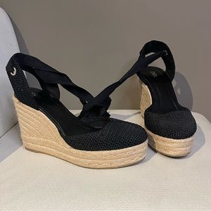 ZARA Lace Up Wedge Sandals - Black